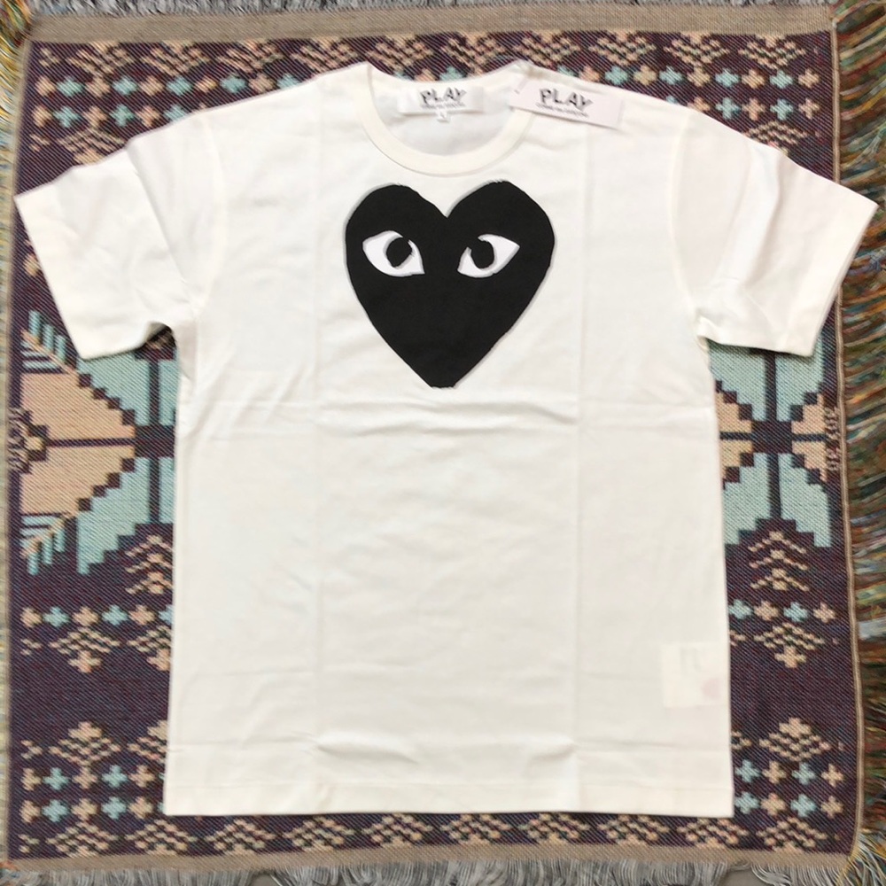 Comme des Garçons Black and White Heart Short Sleeve Tee